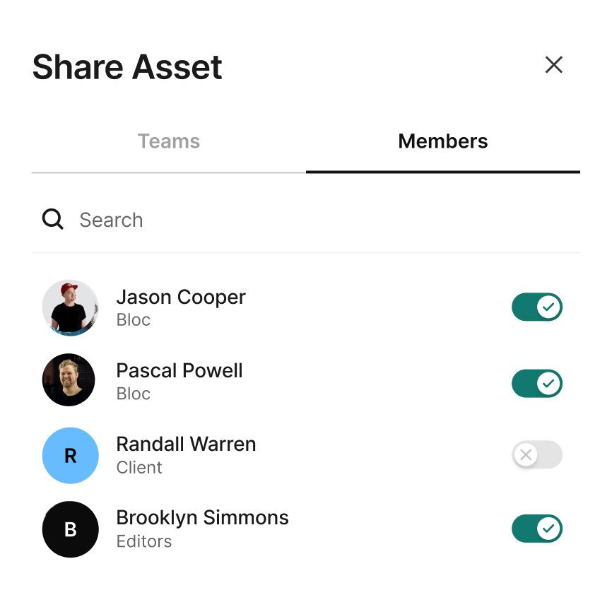 Screen shot of Assemble's team member as control feature