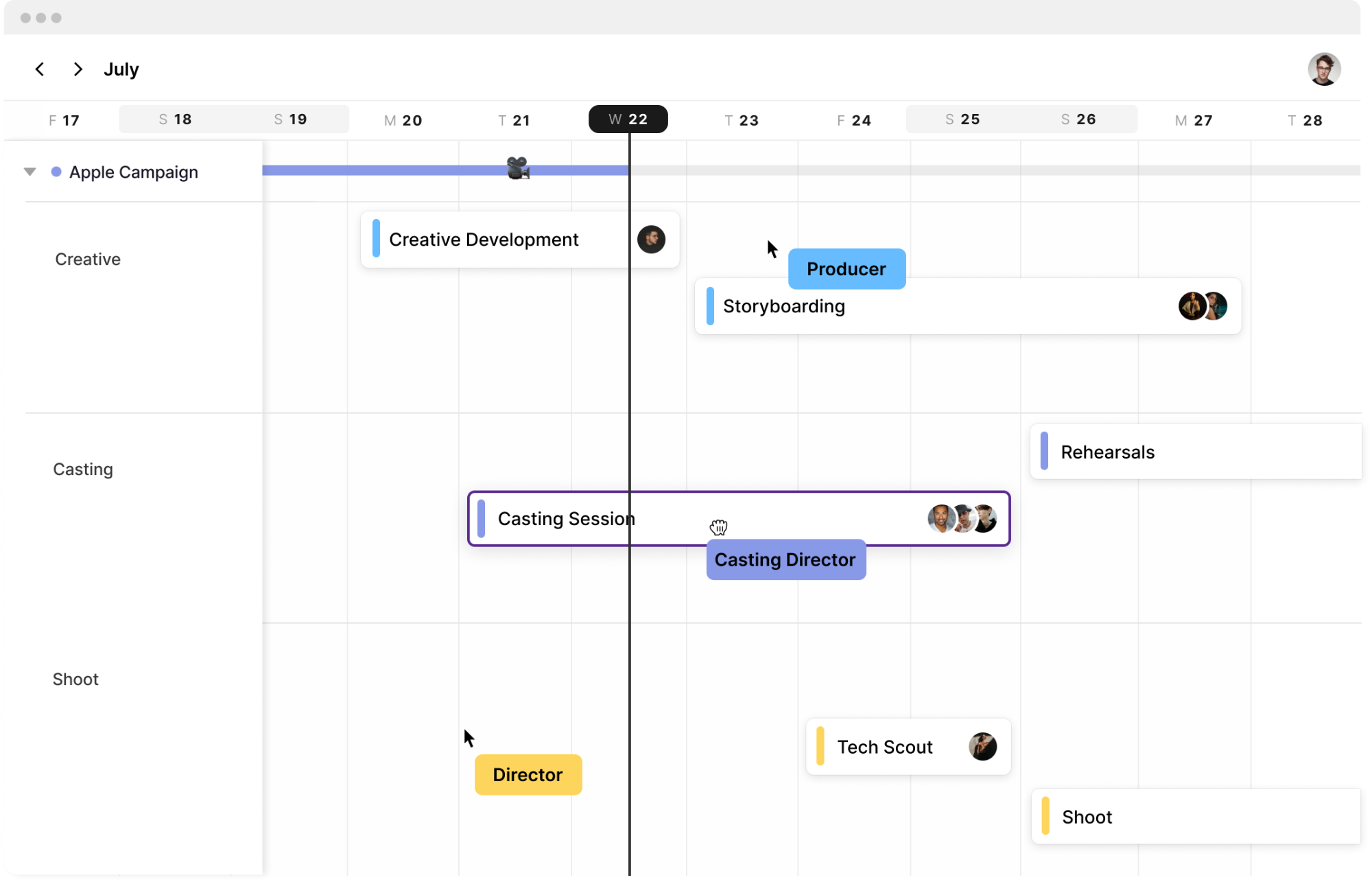 Screen shot of Assemble's calendar scheduling feature