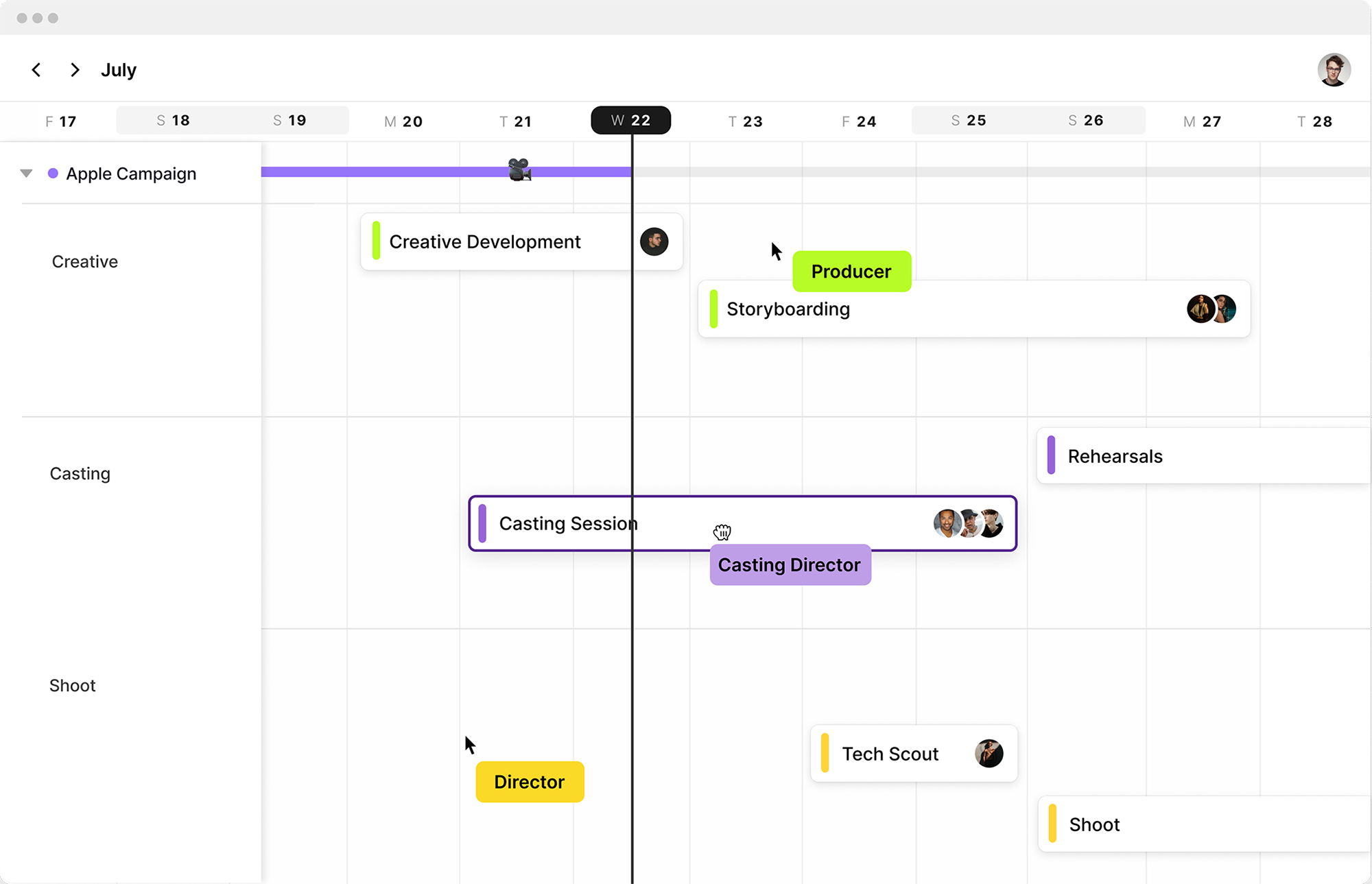 Screen shot of Assemble's calendar scheduling feature