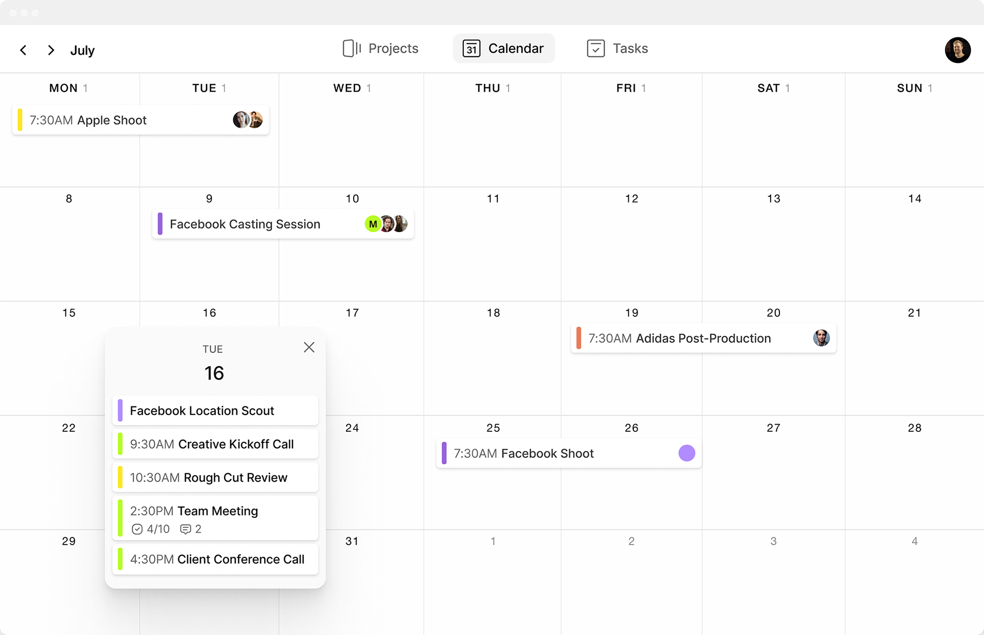 Screen shot of Assemble's calendar collaboration feature